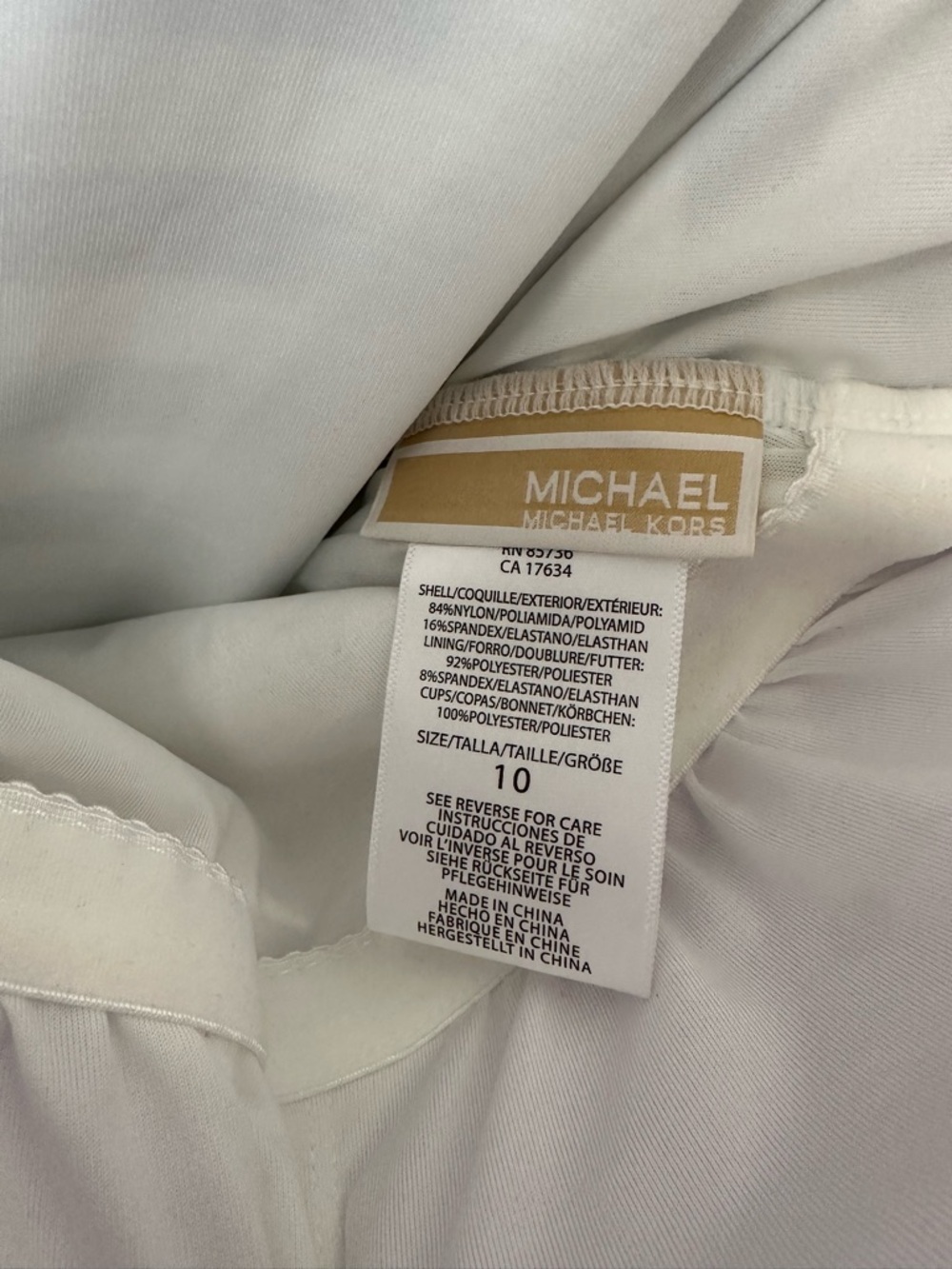 NWT Michael Kors Ruched Chain-Link One-Piece Swim - Navy/White Stripe Size 10 - Picture 7 of 9